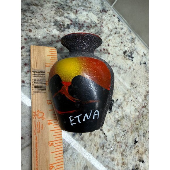 Souvenir VTG Handcrafted Etna Volcano Ceramic Vase Texture Italy Rustic cottage - Picture 5 of 15
